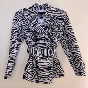 Silk Zebra Print Double-Breasted Jacket